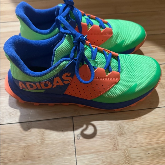 Adidas Kids' Running Vibrant Green and Orange Sneakers - Picture 1 of 5